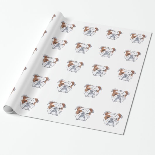 PAPIER CADEAU TÊTE BULLDOG ANGLAIS (Déroulé)