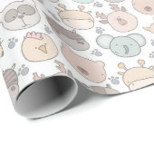 Papier Cadeau tête d'animal mignon (Coin rond)