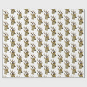 Papier Cadeau Tête de cerf avec petits colliers #1 (Plat)