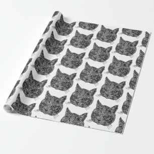 Papier Cadeau Tête de chat décorative