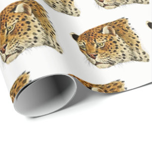 Papier Cadeau Tête de Chat Tacheté Léopard Guépard Vintage