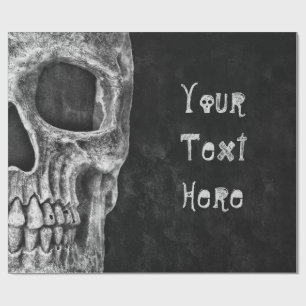 Papier Cadeau Tête de crâne gothique Coutume noir et blanc