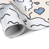 Papier Cadeau Tête de dessin à main à col roulé (Coin rond)