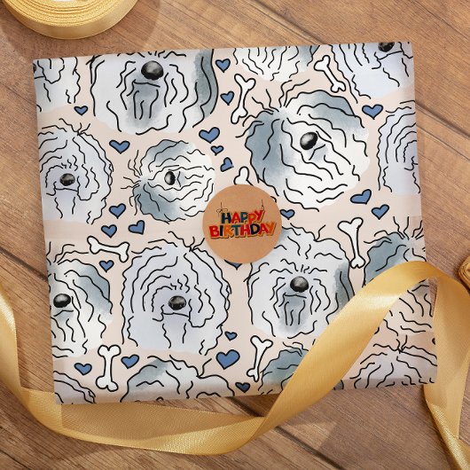 Papier Cadeau Tête de dessin à main à col roulé