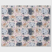 Papier Cadeau Tête de dessin à main Shiba Inu (Plat)