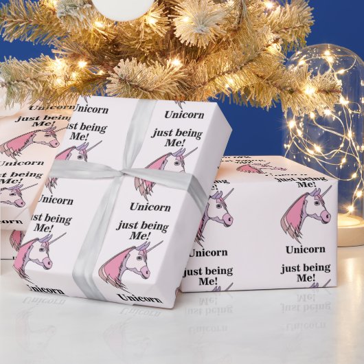 Papier Cadeau Tête de Licorne Rose Violet (Vacances)