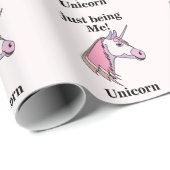 Papier Cadeau Tête de Licorne Rose Violet (Coin rond)