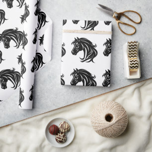 Papier Cadeau Tête de magnifique cheval noir