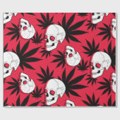 Papier Cadeau Tête de mort feuille de chanvre (Plat)