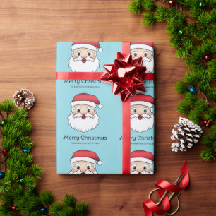 Papier Cadeau Tête de Père Noël de dessin animé heureux sur fond