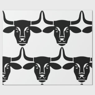 Papier Cadeau Tête de taureau noir silhouette minimaliste