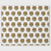 Papier Cadeau Tête de Tigre Vintage (Plat)
