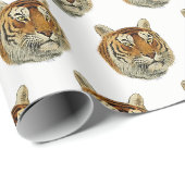 Papier Cadeau Tête de Tigre Vintage (Coin rond)