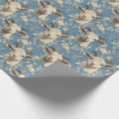 Papier Cadeau Têtes de chèvre et fleurs sur bleu (Coin)