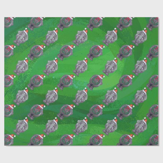 Papier Cadeau Têtes d'éléphant et sentiers Noël Motif (Plat)