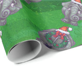 Papier Cadeau Têtes d'éléphant et sentiers Noël Motif (Coin rond)