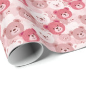 Papier Cadeau Têtes d'ours roses | (Coin rond)