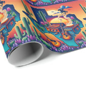 Papier Cadeau Texas BBQ Party 2 (Coin rond)