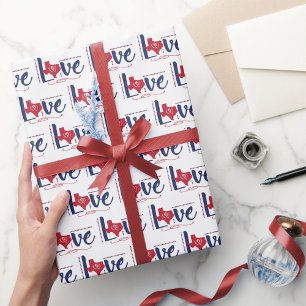 Papier Cadeau Texas Love - Coeurs et points