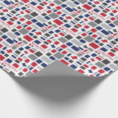 Papier Cadeau Texas Red & Blue Wonky Carrés & Rectangles (Coin)