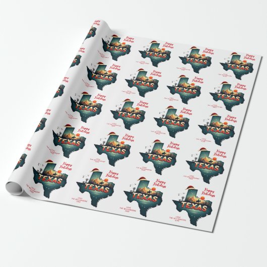 Papier Cadeau Texas State Joyer Noël Y'all Custom Text Année (Déroulé)