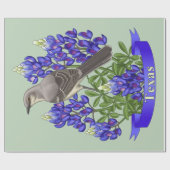 Papier Cadeau Texas State Mockingbird & Bluebonnet Flower (Plat)
