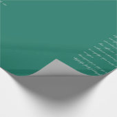 Papier Cadeau Texte calligraphique blanc turquoise (Coin)