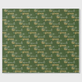 Papier Cadeau Texte chrétien de Noël sur vert (Plat)