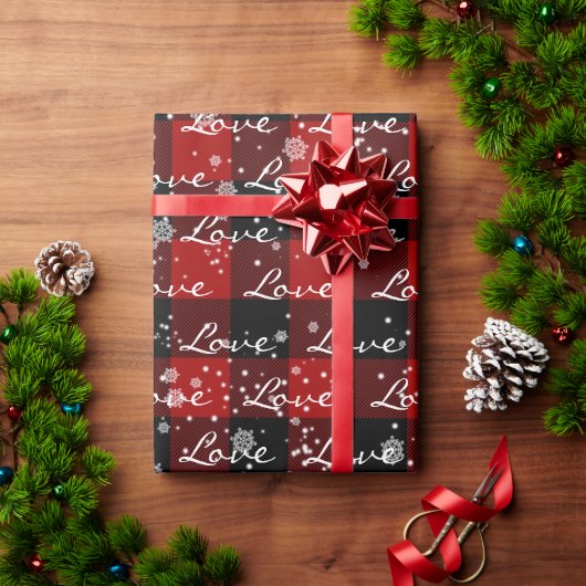 Papier Cadeau Texte D'AMOUR De Noël Sur Plaid In Snowflakes (Cadeau de vacances)