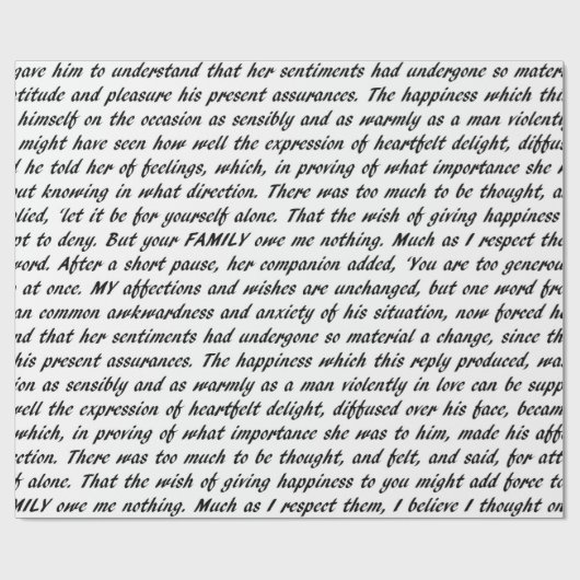 Papier Cadeau Texte de fierté et de préjudice (Plat)