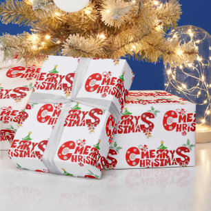 Papier Cadeau Texte de Joyeux Noël amusant avec des cloches