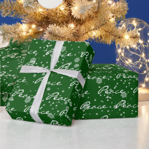 Papier Cadeau Texte de la PAIX de Noël dans les flocons de neige