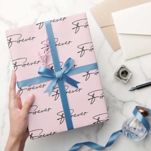 Papier Cadeau Texte de mariage Forever dans un script moderne  (Cadeaux)