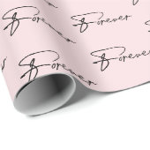 Papier Cadeau Texte de mariage Forever dans un script moderne  (Coin rond)