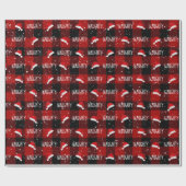 Papier Cadeau Texte de Noël avec chapeaux de Père Noël (Plat)