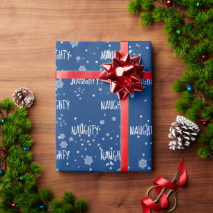 Papier Cadeau Texte de Noël vilain dans des flocons de neige
