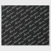 Papier Cadeau Texte de script Joyeux Noël Noir et Blanc (Plat)