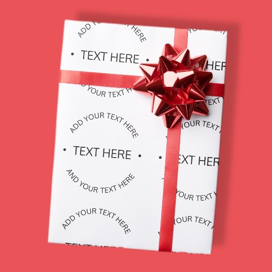 Papier Cadeau Texte éditable Simple Moderne | Blanc & Noir