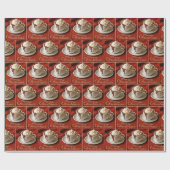 Papier Cadeau Texte Joyeux Noël Avec Boisson Chocolat Chaud (Plat)