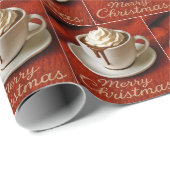 Papier Cadeau Texte Joyeux Noël Avec Boisson Chocolat Chaud (Coin rond)