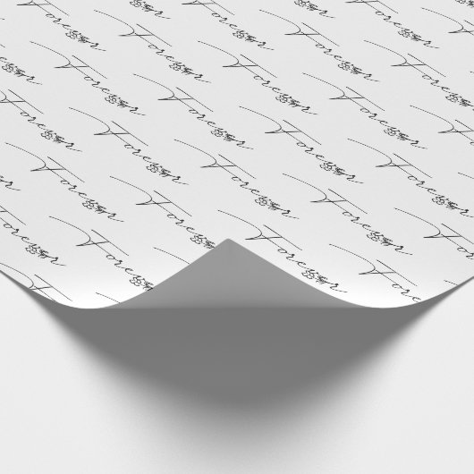 Papier Cadeau Texte mariage FOREVER en blanc (Coin)