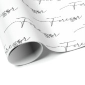 Papier Cadeau Texte mariage FOREVER en blanc (Coin rond)