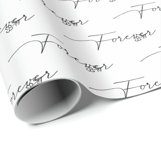 Papier Cadeau Texte mariage FOREVER en blanc (Coin rond)