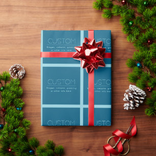 Papier Cadeau Texte moderne personnalisable Bleu océan et œuf