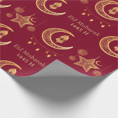 Papier Cadeau Texte modifiable Aïd el-Fitr Moubarak bleu foncé (Coin)