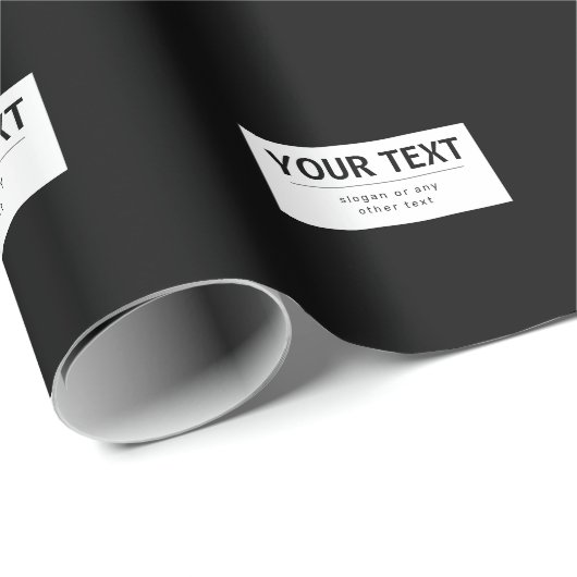 Papier Cadeau Texte modifiable moderne en gras | Noir & Blanc (Coin rond)