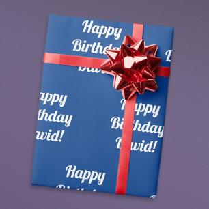 Papier Cadeau Texte personnalisable Joyeux Anniversaire   Bleu e