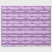Papier Cadeau Texte personnalisé Coeurs rayures Valentine's Purp (Plat)