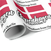 Papier Cadeau Texte personnalisé Copenhague Danemark (Coin rond)