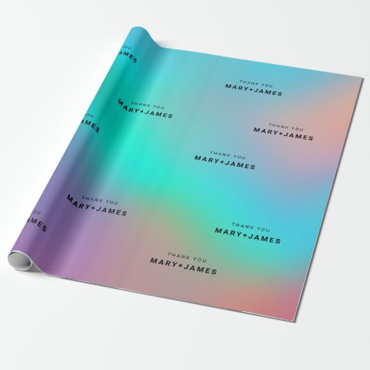 Papier Cadeau Texte personnalisé Holographique Moderne Élégant (Déroulé)